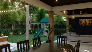 villa backyard and garden