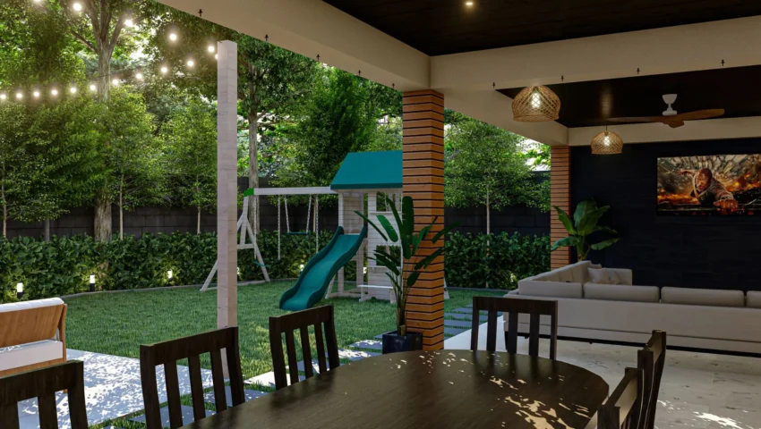 villa backyard and garden